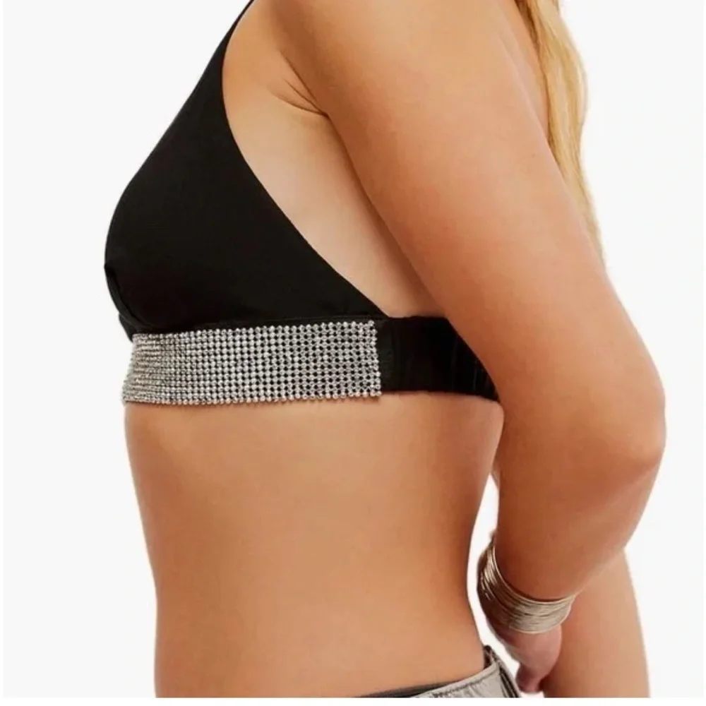 Free People Black and Silver Halter Top